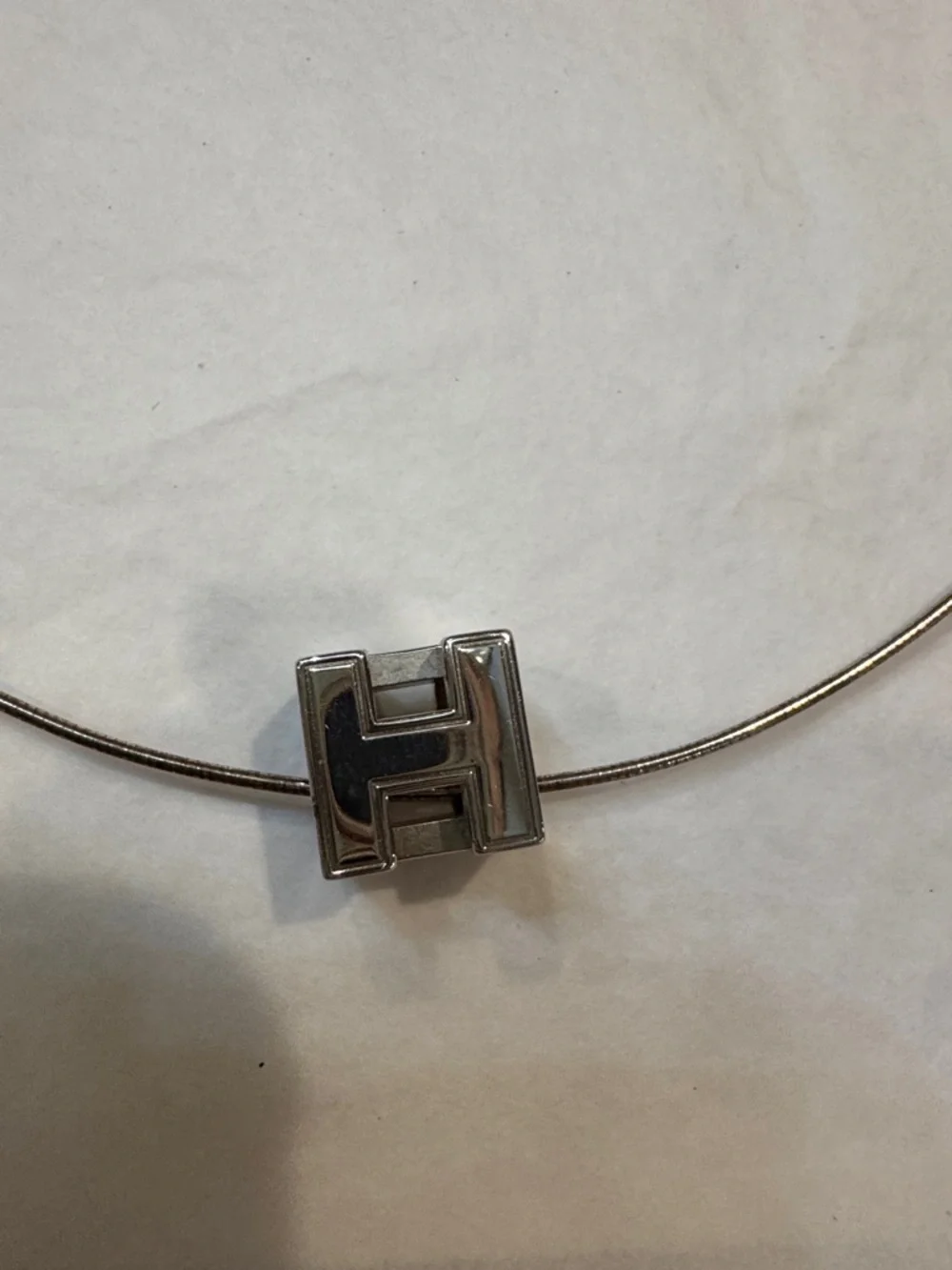 Authentic Hermes Silver Cube ‘H' Pendant Necklace - Picture 4 of 8